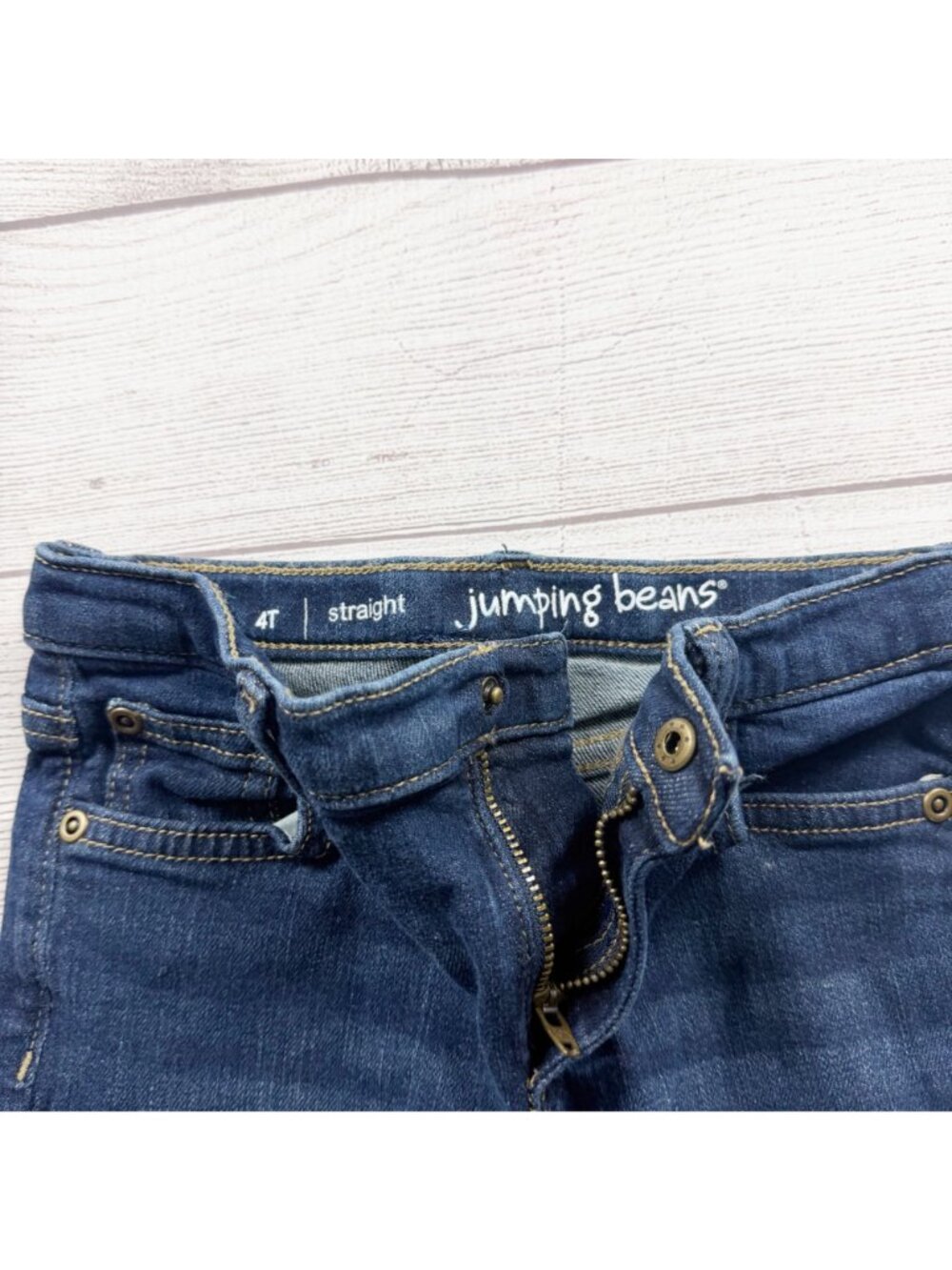 Jumping Beans Straight Fit Boys Jeans Dark Wash Adjustable Waist 4T - Picture 2 of 4